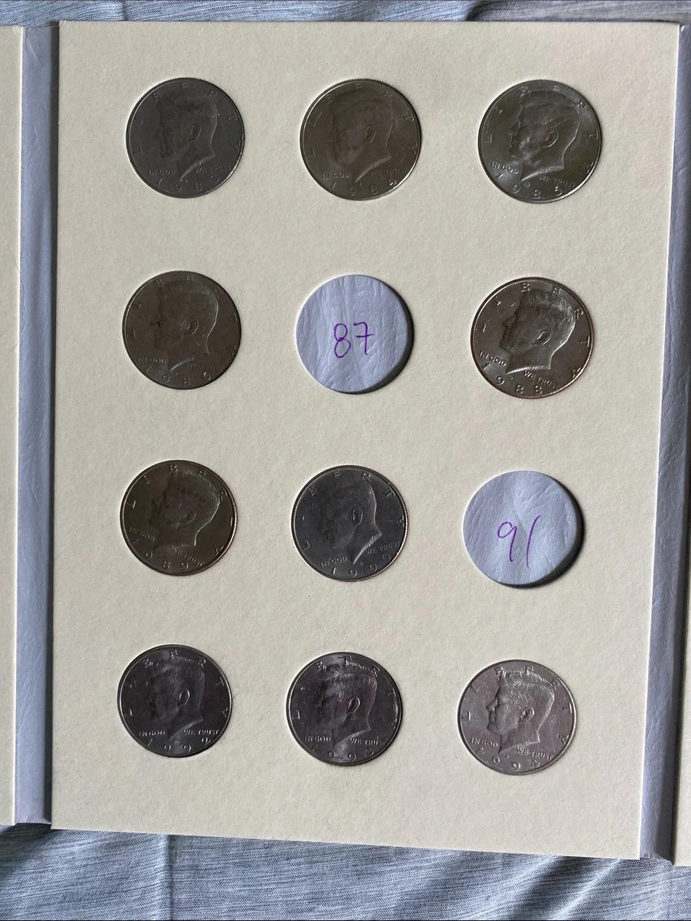Kennedy Half Dollar Coin Album Page - White Started 1971- 2000